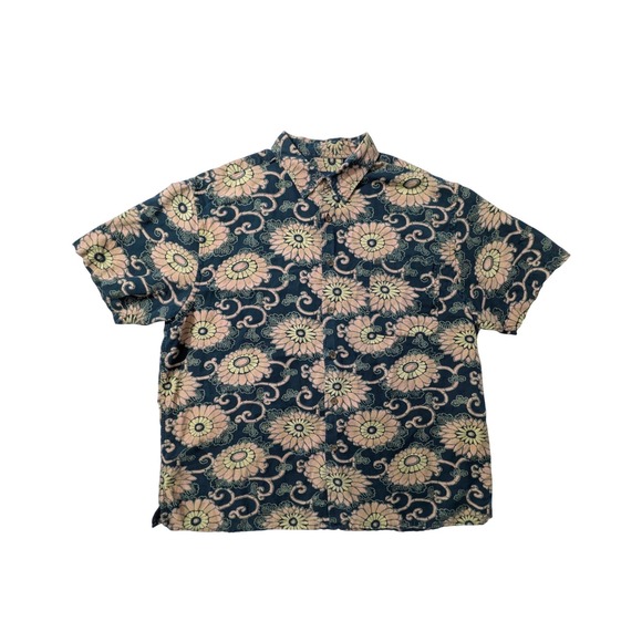 Nautica Other - Nautica Jeans Co‎ Floral Button Up Shirt XL Linen Cotton Camp Shirt Y2K